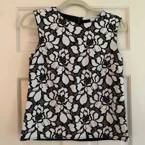 DVF black and white floral lace Betty top
